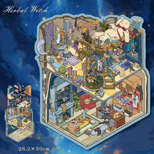 3D Sticker Scene DIY Bee Bakery Herbal Witch Plant House