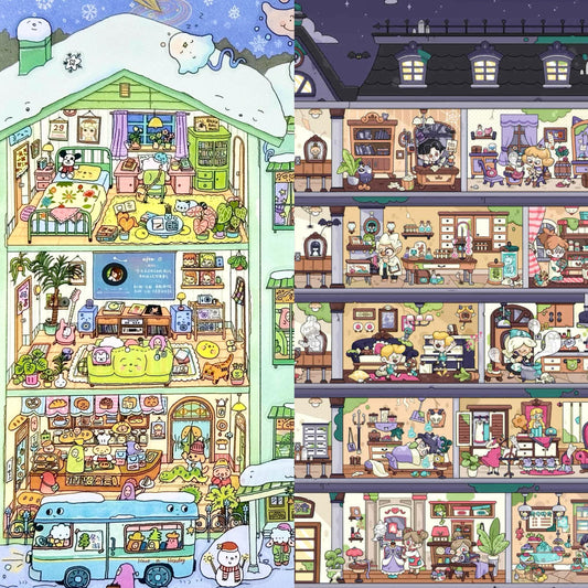 3D Landscape Sticker Monster Apartment Winter Apartment