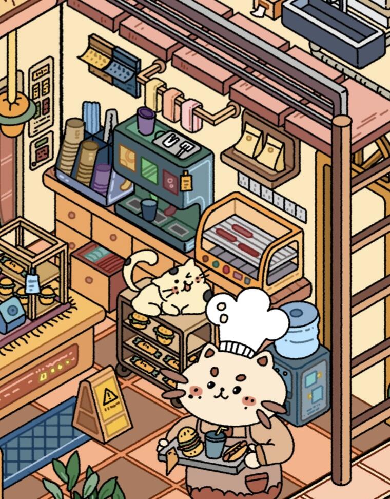 DIY Cute Cat Bakery Fast Food 3D Sticker Scene