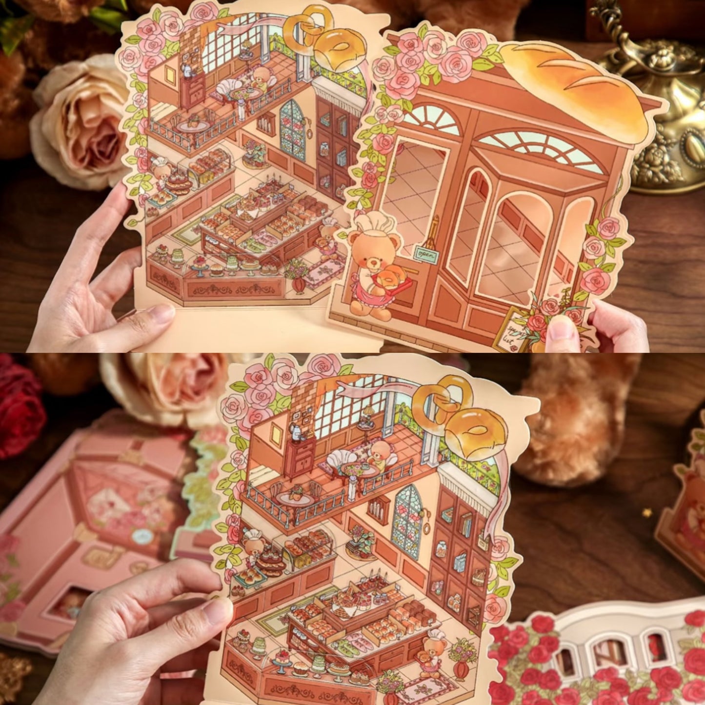 3D Miniature Scene Stickers DIY Little Bear’s Romantic Cottage Afternoon Tea