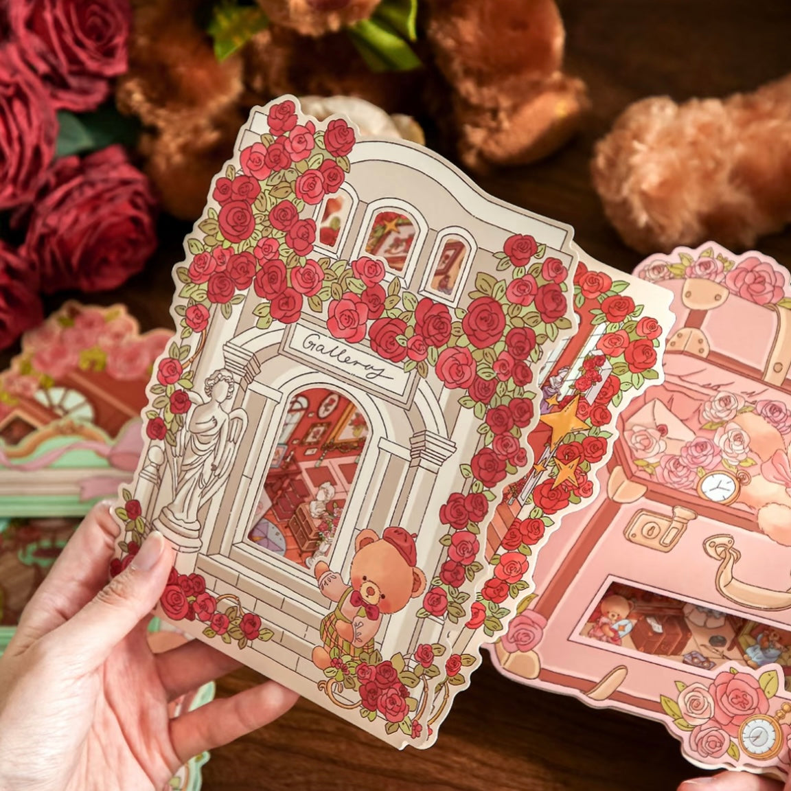 3D Miniature Scene Stickers DIY Little Bear’s Romantic Cottage Afternoon Tea