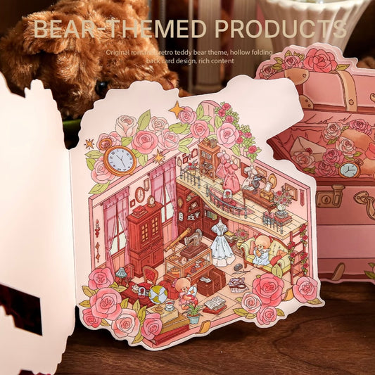 3D Miniature Scene Stickers DIY Little Bear’s Romantic Cottage Afternoon Tea