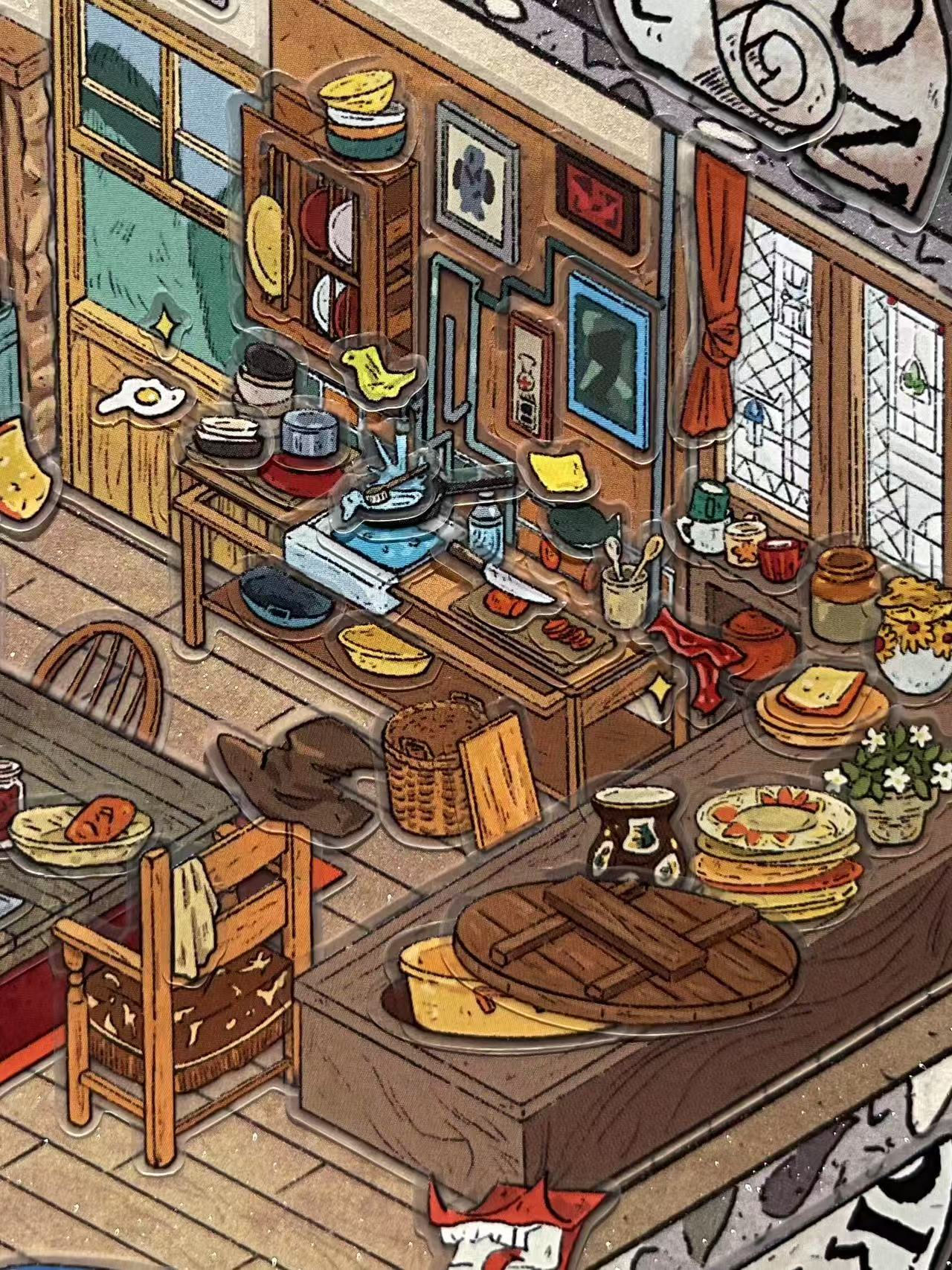 3D Magical Scene Sticker Hagrid’s Hut The Burrow Slytherin Common Room