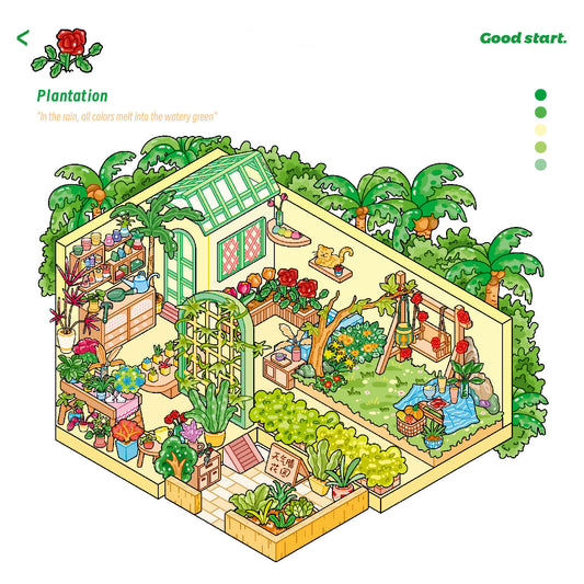 3D Green Visual Miniature Plantation Garden Painting Studio Sticker