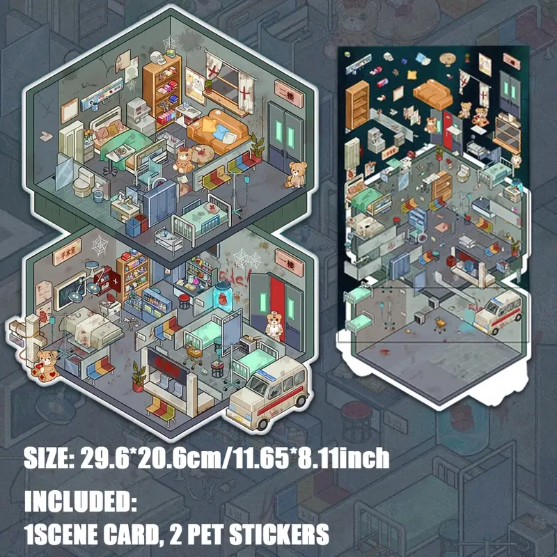 Horror Hospital|Summer Seal World|Terrible Classroom|Snow House DIY Stickers