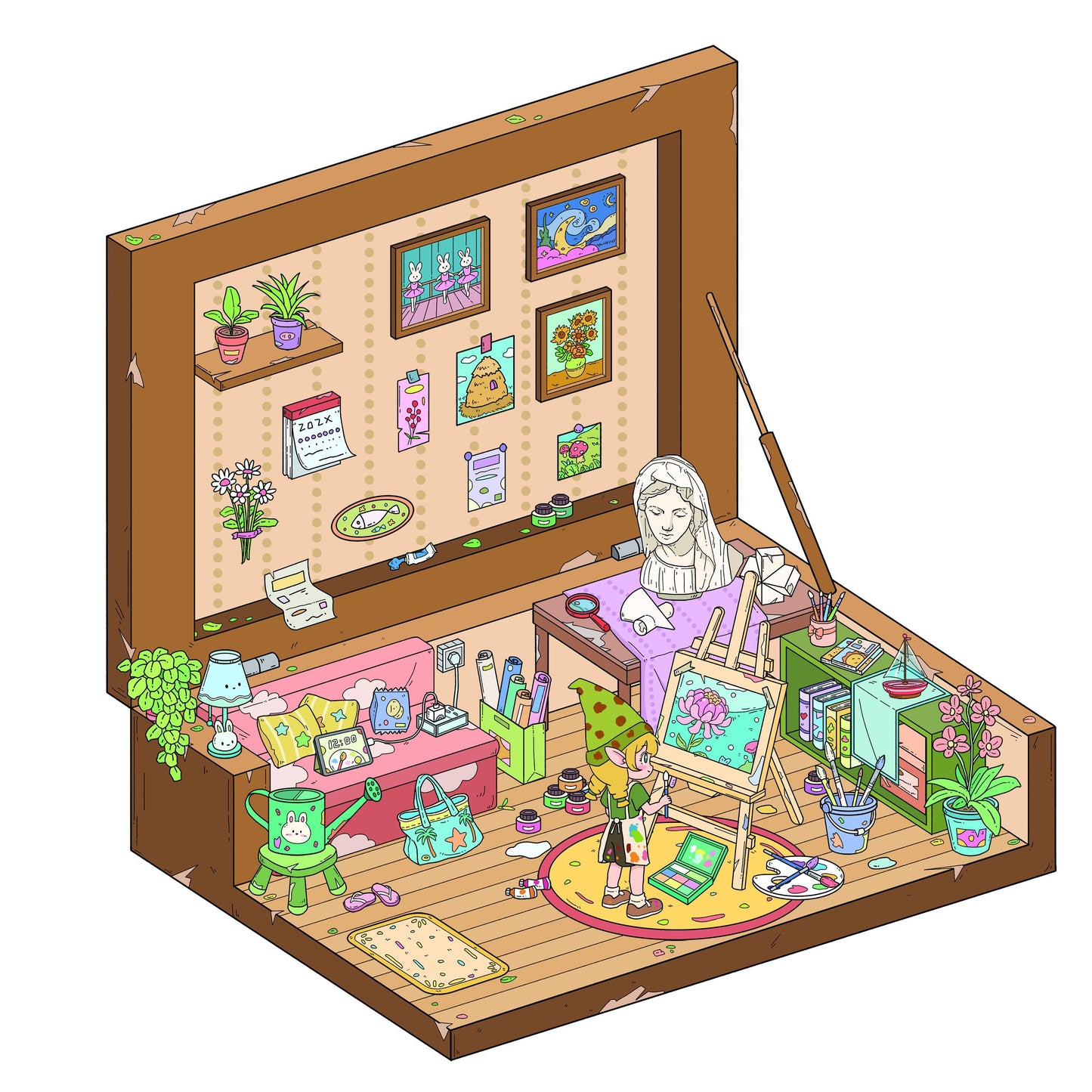 DIY 3D Dessert Shop Bakery BookStore Art Studio Miniature Scene Stickers