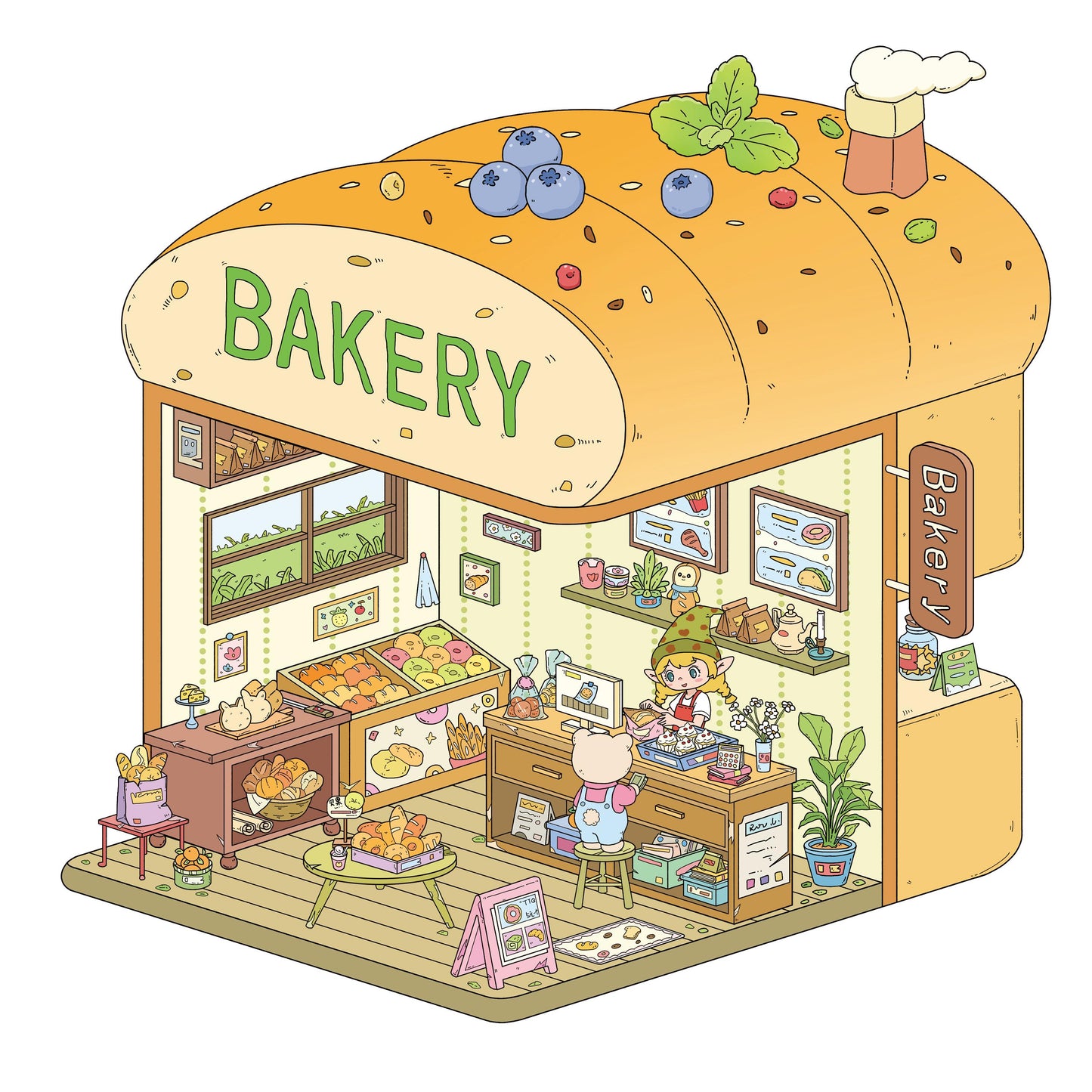 DIY 3D Dessert Shop Bakery BookStore Art Studio Miniature Scene Stickers