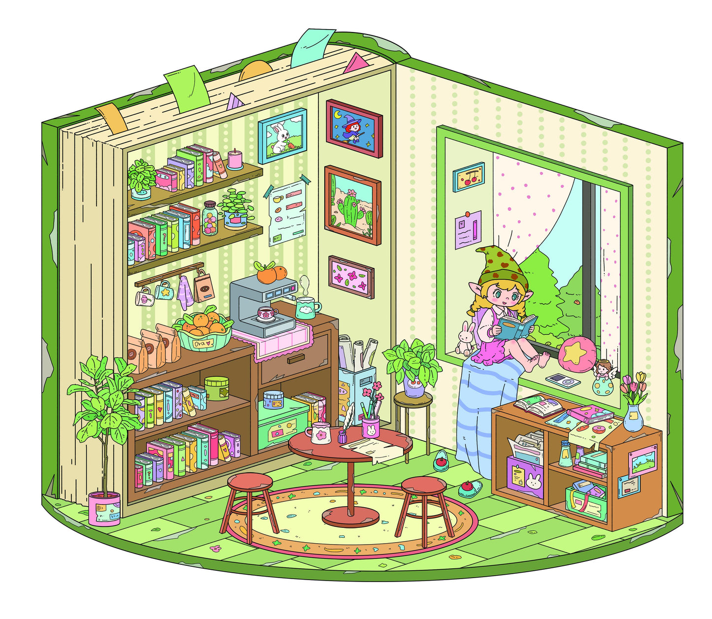 DIY 3D Dessert Shop Bakery BookStore Art Studio Miniature Scene Stickers