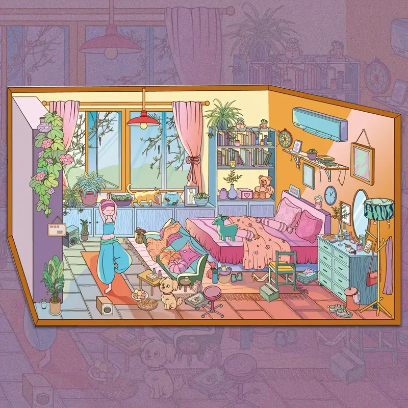 Her Cozy Home Life 3D Scene Stickers