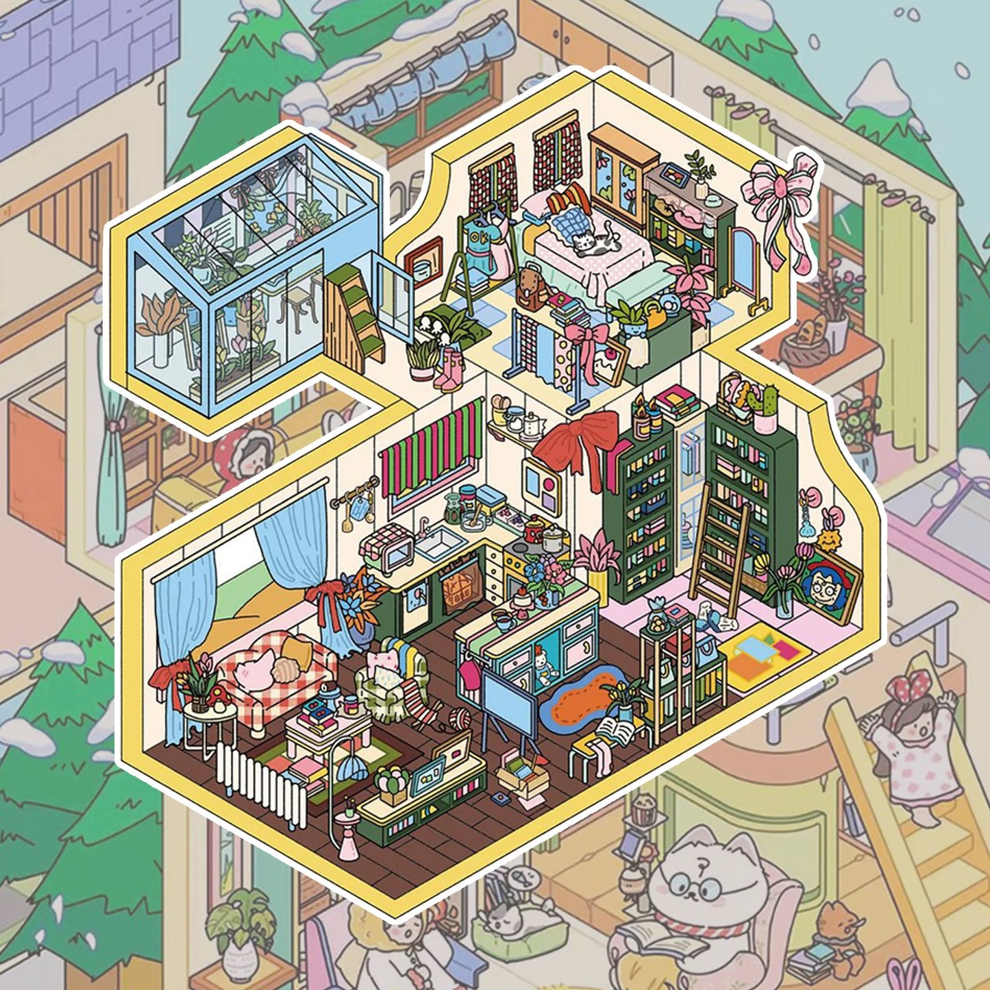 Her Cozy Home Life 3D Scene Stickers