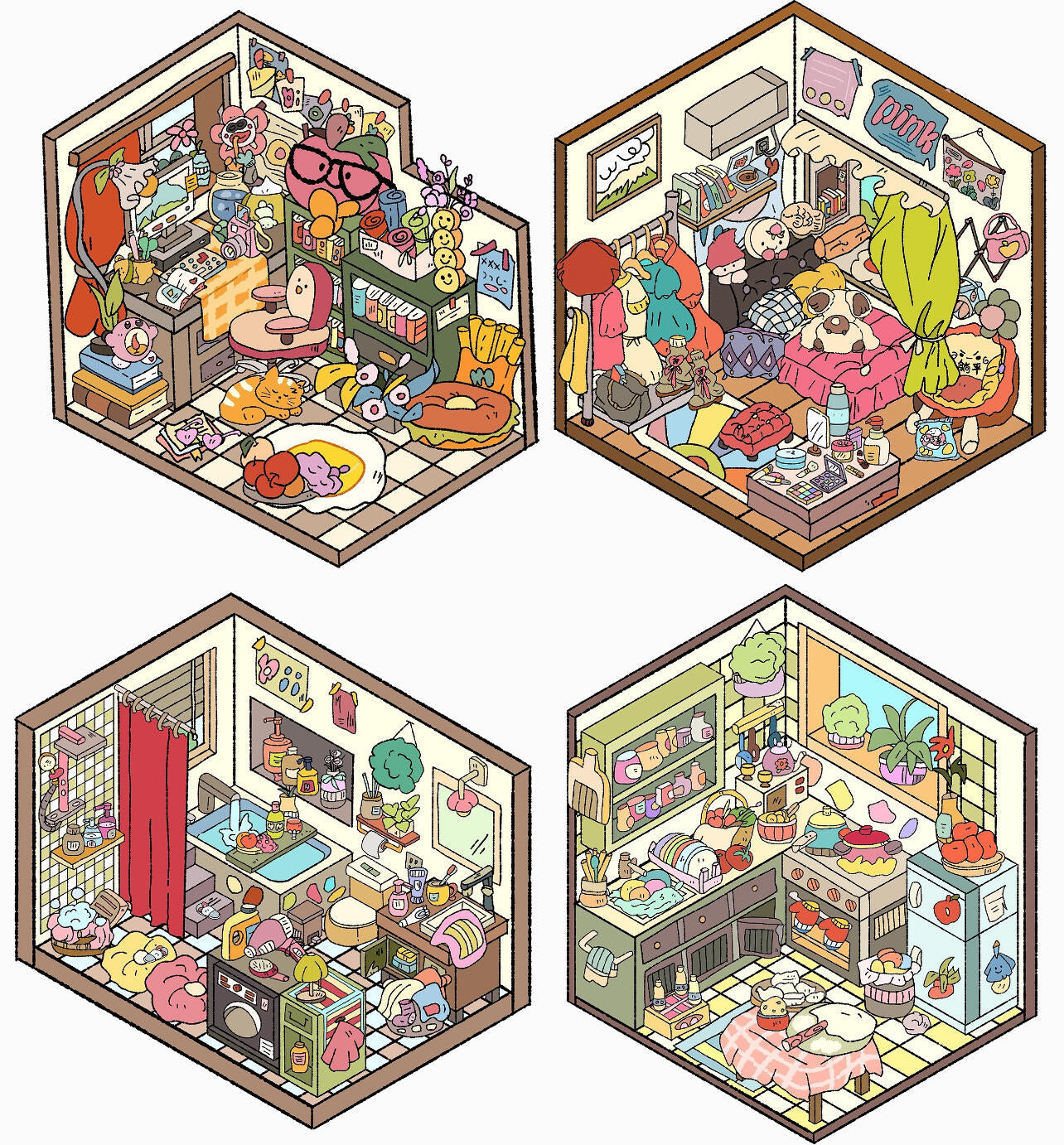 DIY Playful Study Room|Bedroom|Bathroom|Kitchen 3D Sticker Scene
