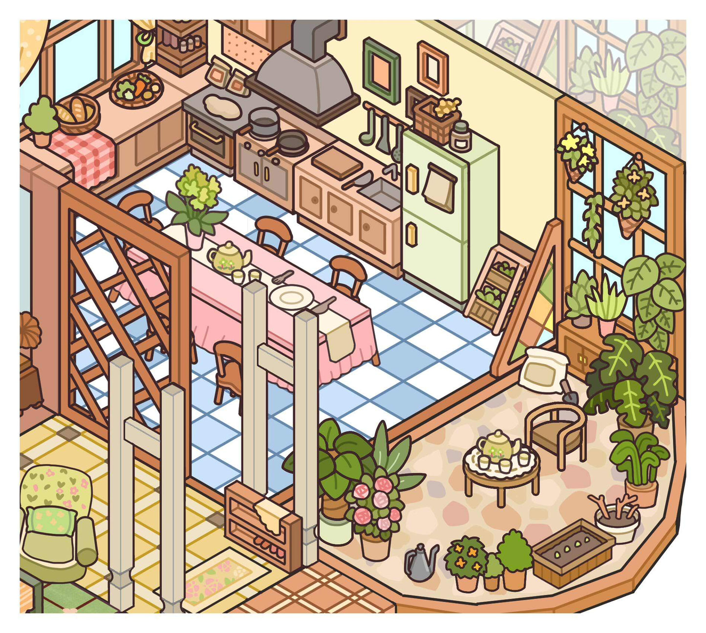 Flip-open 3D Sticker Create Home in the Fish Tank Cottage