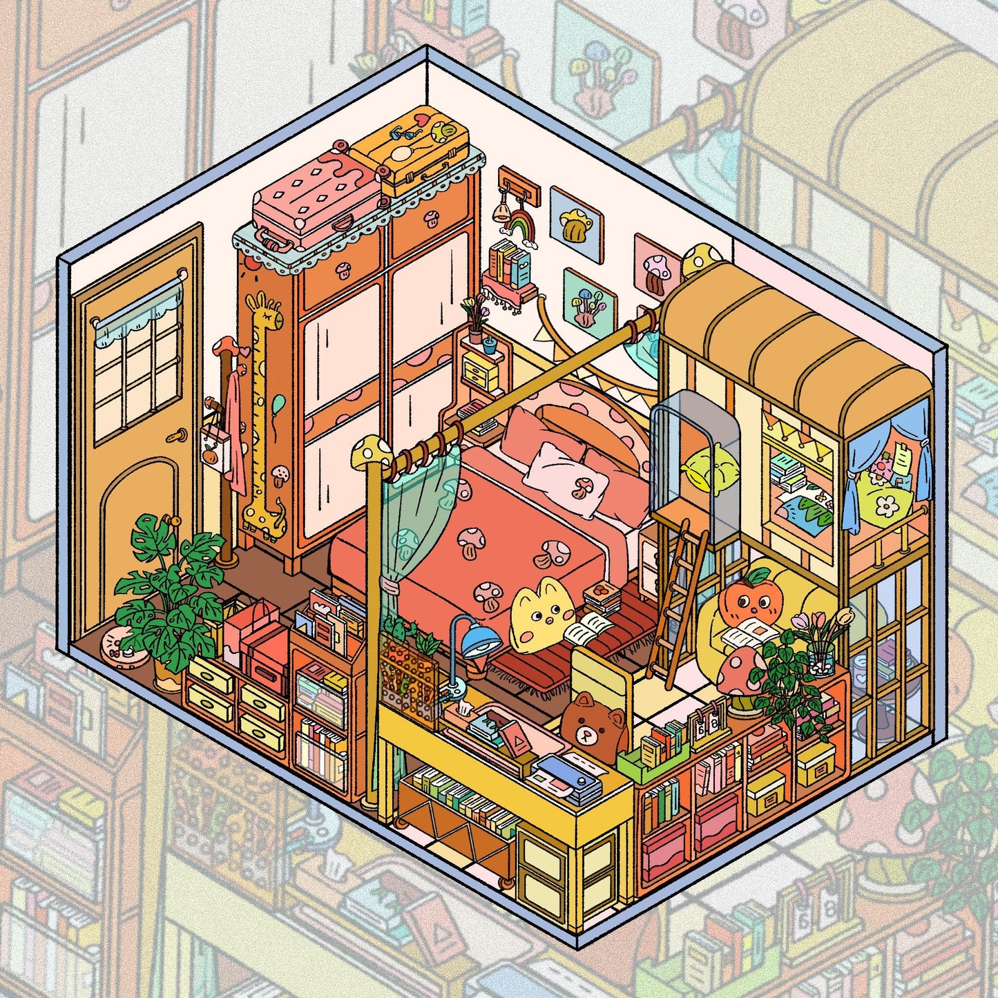 DIY 3D Landscape Sticker Cute Miniature Room Scenes