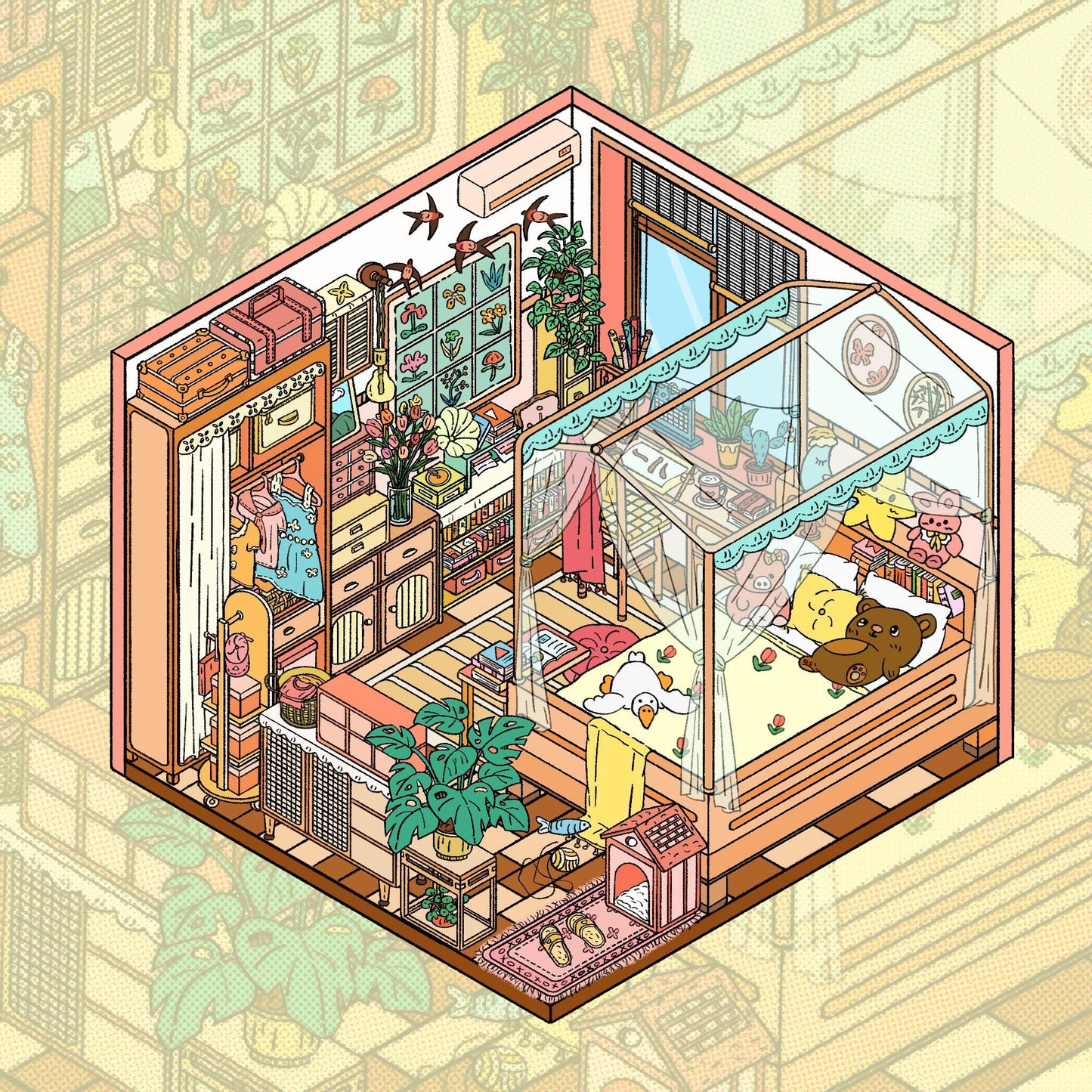 DIY 3D Landscape Sticker Cute Miniature Room Scenes