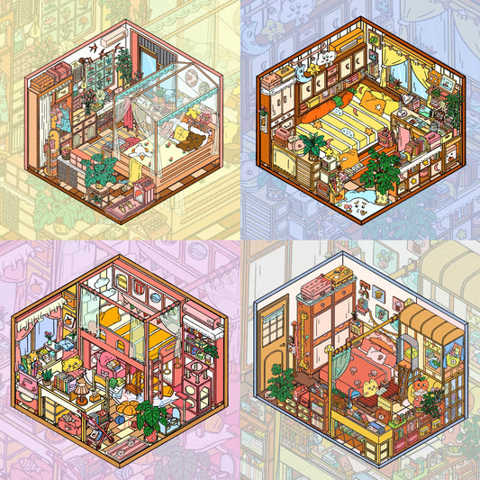 DIY 3D Landscape Sticker Cute Miniature Room Scenes