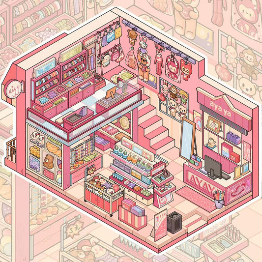 Tiny Grid Village DIY Stickers Miniature Scene Stickers