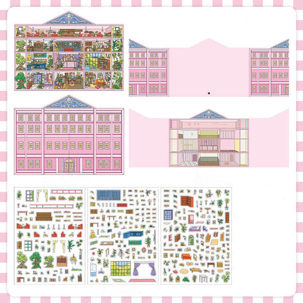 3D Landscape Sticker Pink Apartment Doll Apartment