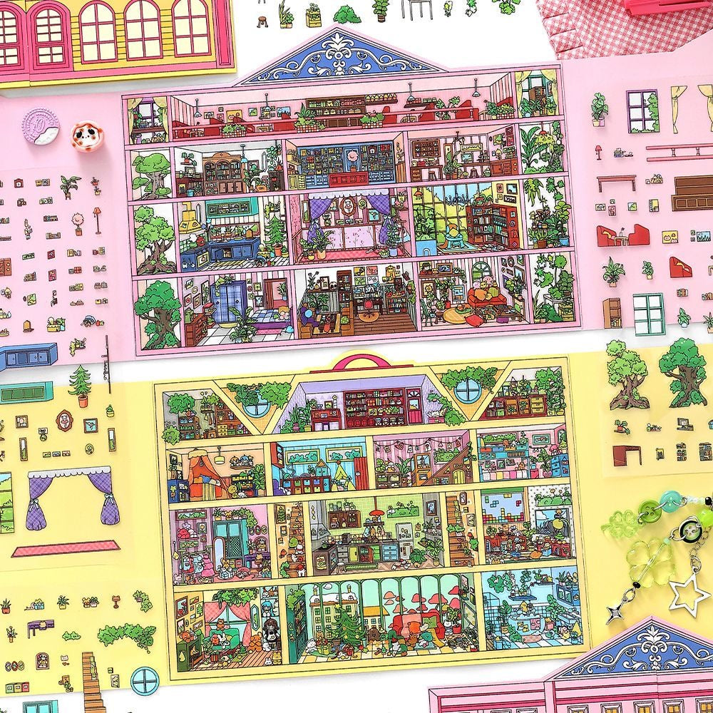 3D Landscape Sticker Pink Apartment Doll Apartment