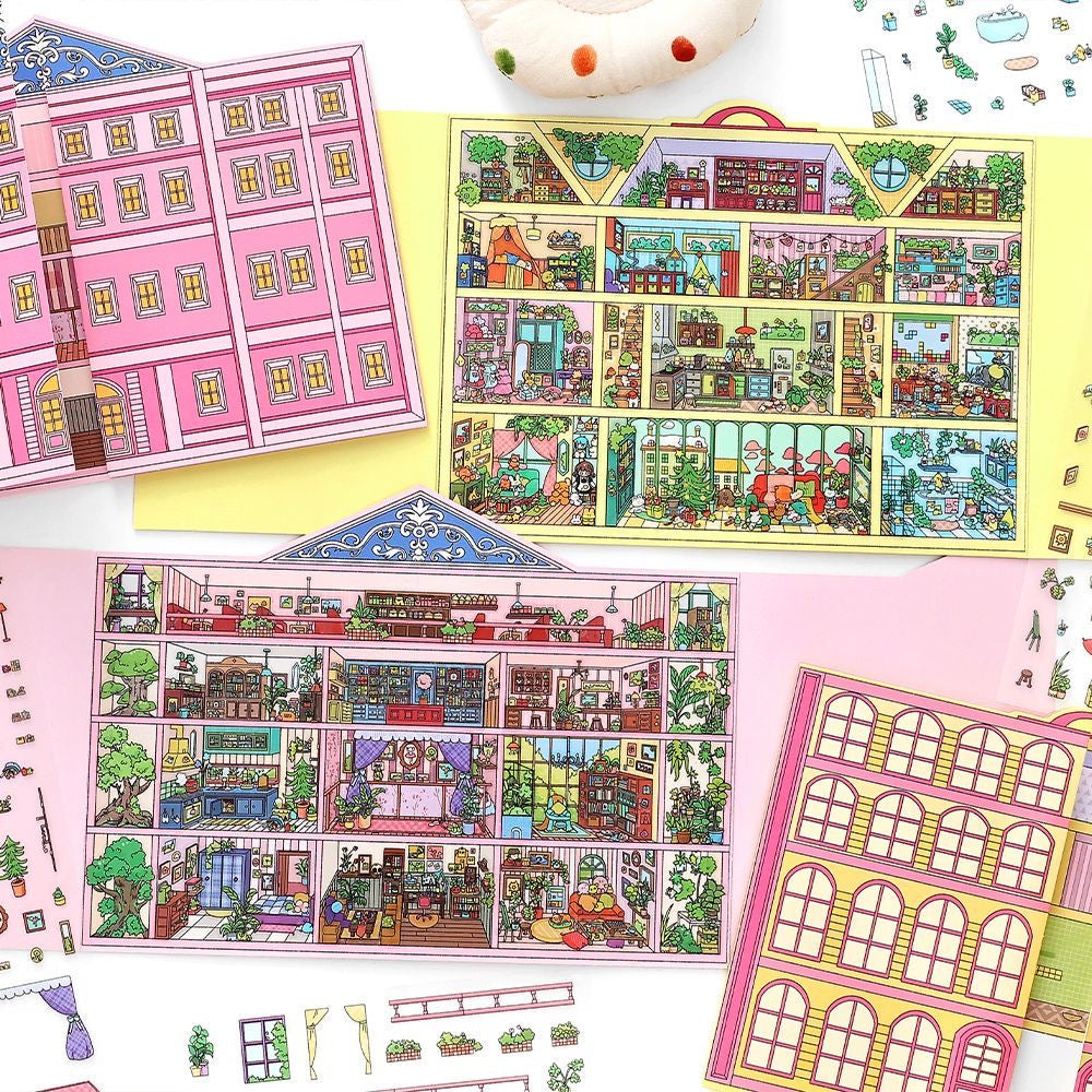 3D Landscape Sticker Pink Apartment Doll Apartment