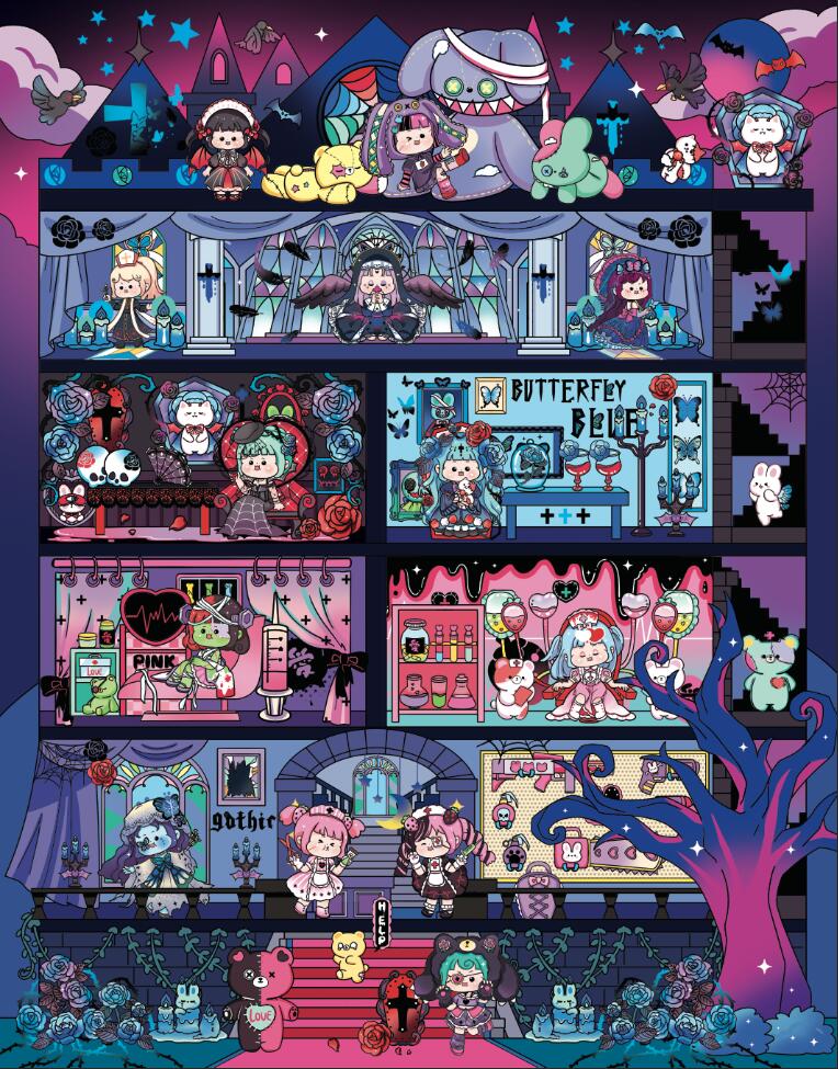 3D DIY Scene Stickers Puzzle Build Gothic Castle Night Tour Star House