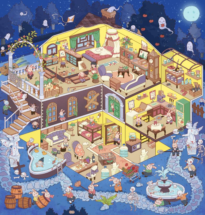 3D DIY Scene Stickers Puzzle Build Gothic Castle Night Tour Star House