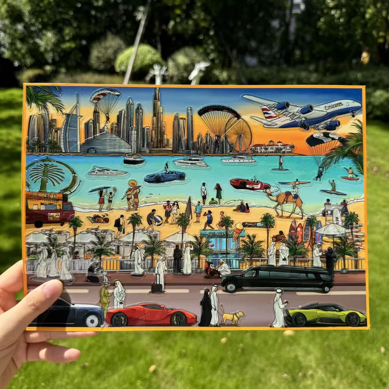 City 3D Scene Stickers Santorini Sicilian Village Rio de Janeiro Dubai