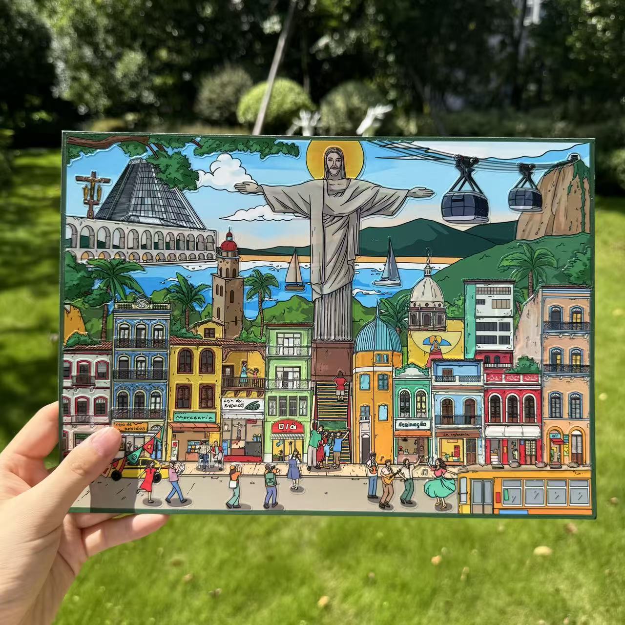 City 3D Scene Stickers Santorini Sicilian Village Rio de Janeiro Dubai