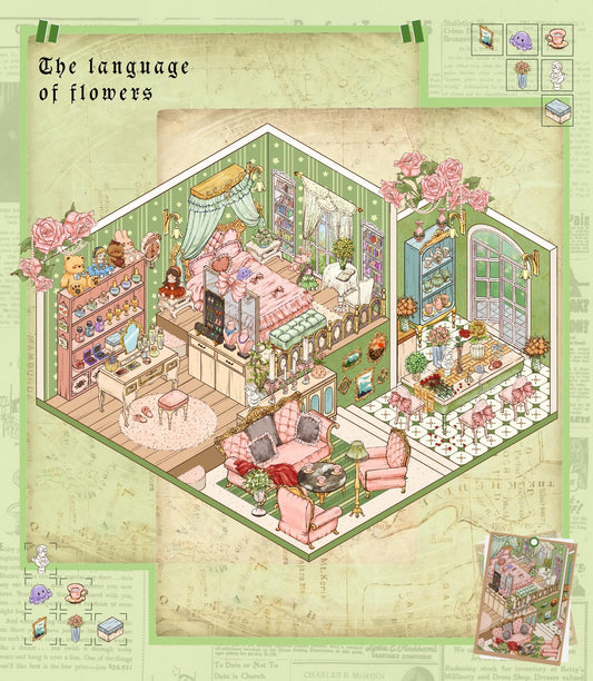 DIY 3D Sticker Vintage Cloakroom Antique Collector Floral Whisper Dream House