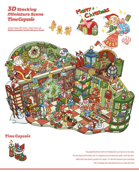 Cozy Christmas Cabin House Village Decorative Stickers Scene