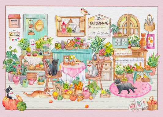 Cat Garden Time Warm Kitchen Landscape Stickers