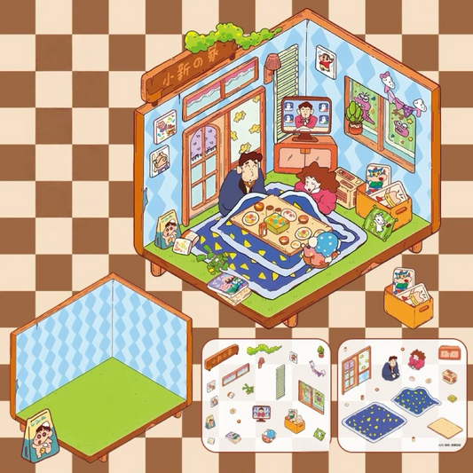 Kasukabe Japanese Cartoon Characters Daily Life Scene Stickers