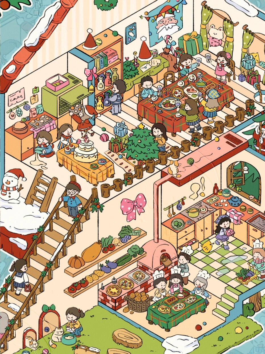 Holiday Christmas Scene Stickers Set – Snowy Village & Home Decor