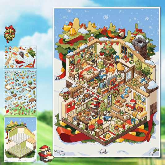 Holiday Christmas Scene Stickers Set – Snowy Village & Home Decor