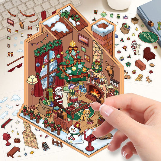 Christmas Gift House Scene Stickers