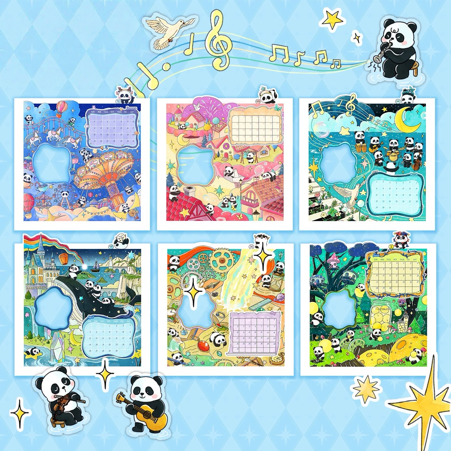2026 Panda DIY Calendar Journal Sticker Set