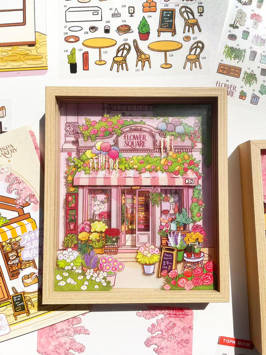 Flower Shop Bakery with Picture Frame 3D Sticker Scenes