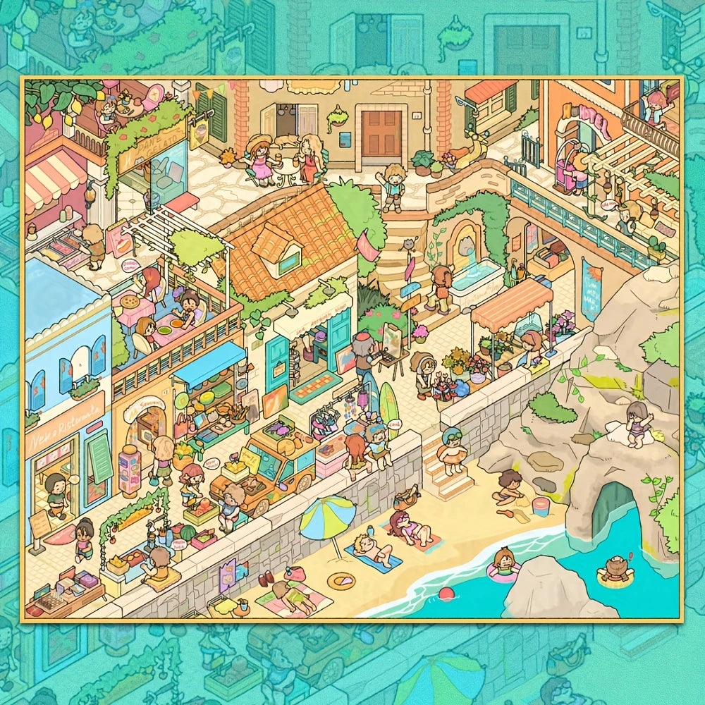 Big Size 3D Sticker Scene: Japanese Retro Street|Courtyard Moments|Mediterranean Sun