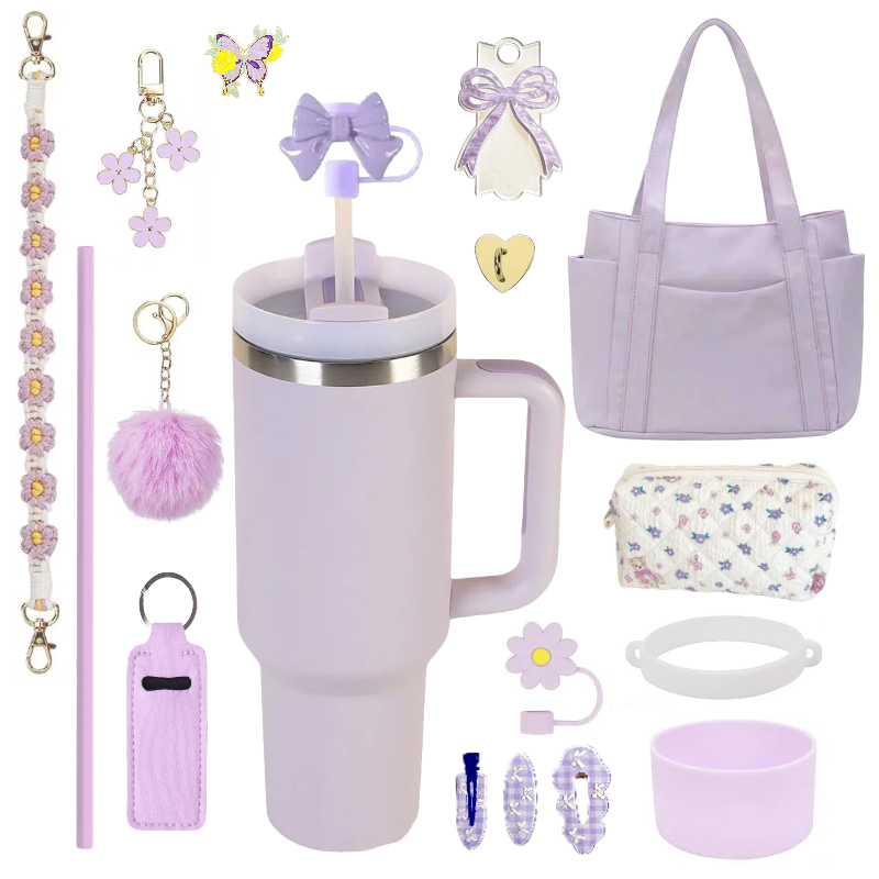 Ultimate Personalized PURPLE Tumbler Set|Tote Bag