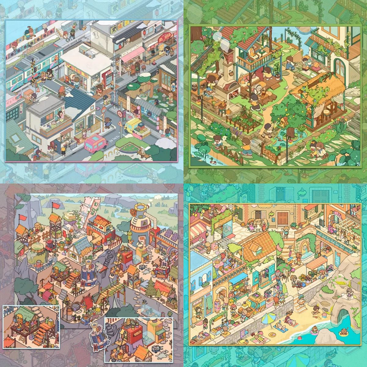 Big Size 3D Sticker Scene: Japanese Retro Street|Courtyard Moments|Mediterranean Sun