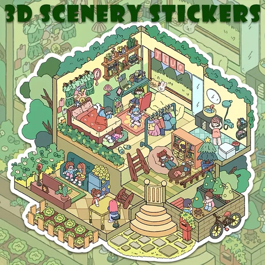 Villa Party Grocery Store Apartment Girls Party 3D Scenery Stickers