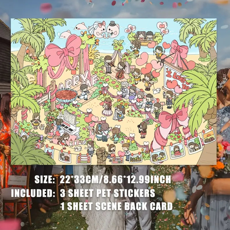 Make 3D Sticker Scene, DIY Sunset Concert Beach Wedding