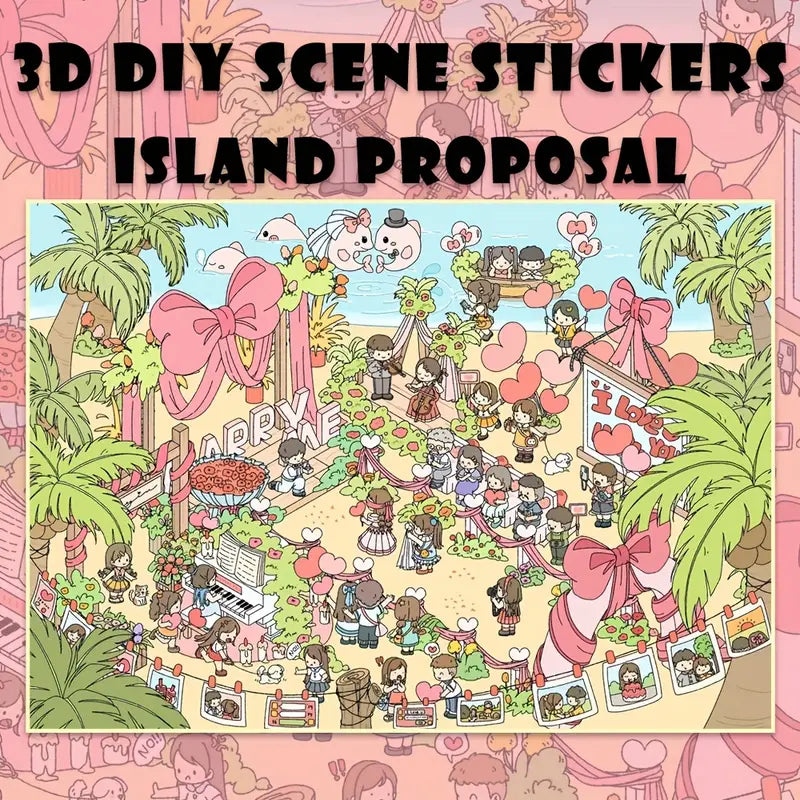 Make 3D Sticker Scene, DIY Sunset Concert Beach Wedding