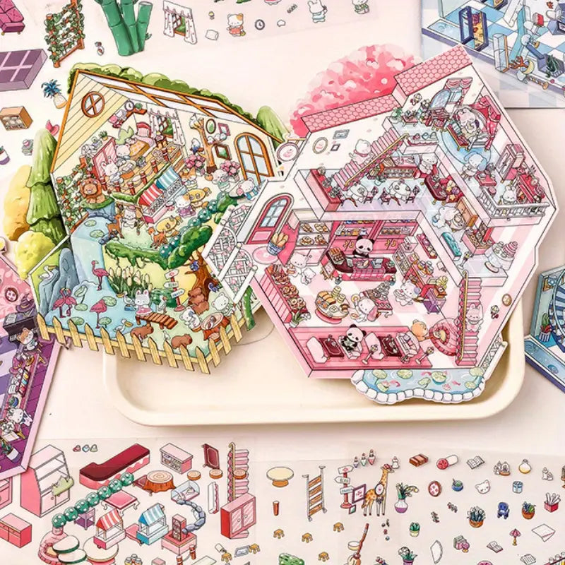 Make Animal Miniature House 3D Sticker Scene