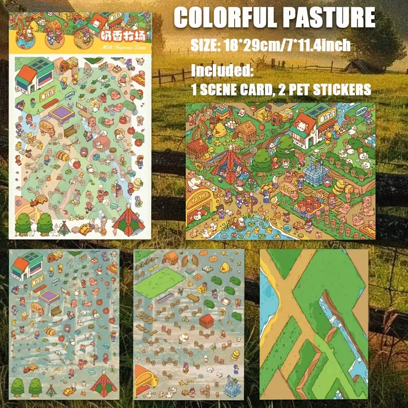 DIY 3D Sticker Scene Make Your Own Farm Pasture Library Miniature House