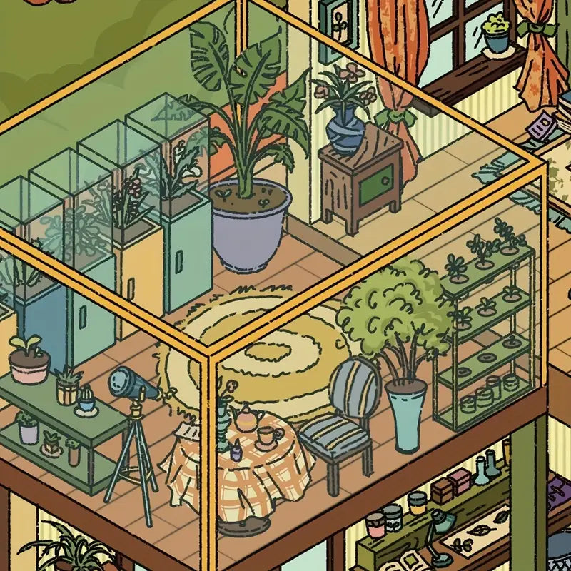 3D Miniature Scene Sticker Plant House Rose Fragrance Cottage Starry Whimsy Cottage