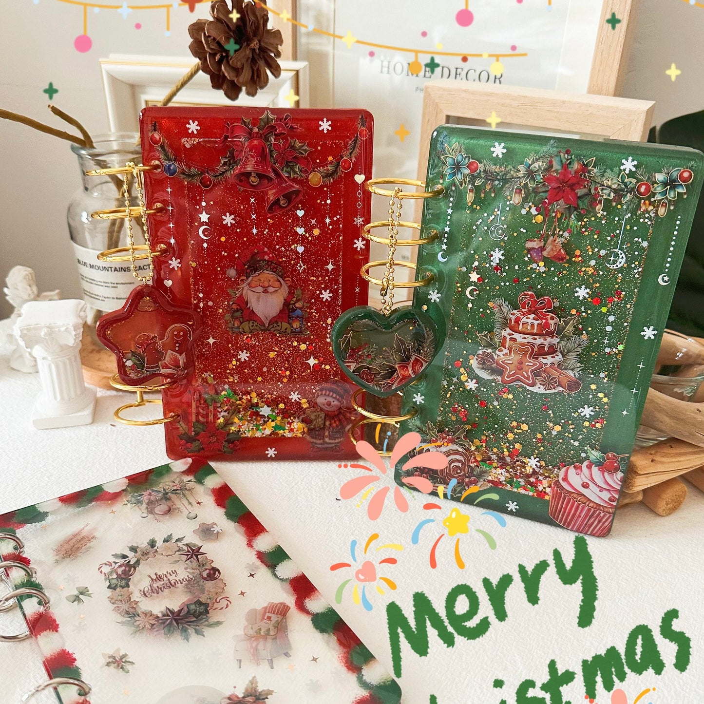 Handmade Resin Christmas Notebook A6 Journal Christmas Gift