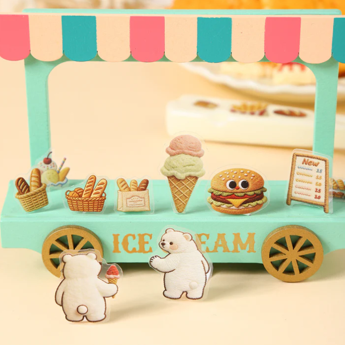 Embroidery Theme Cute Dessert Coffee Barkey Shop Traveling Store Car Sticker