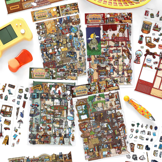 Souvenir Shop Rainforest Bookstore Doll Shop 3D Sticker Scene