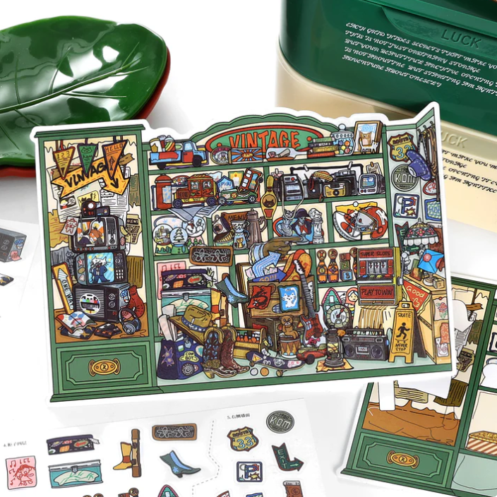 Souvenir Shop Rainforest Bookstore Doll Shop 3D Sticker Scene
