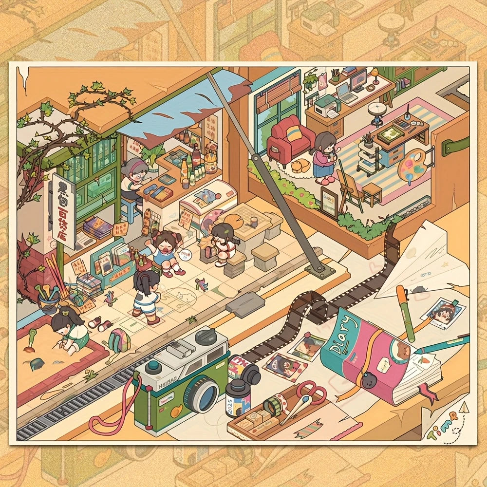 Big Size 3D Sticker Scene: Japanese Retro Street|Courtyard Moments|Mediterranean Sun
